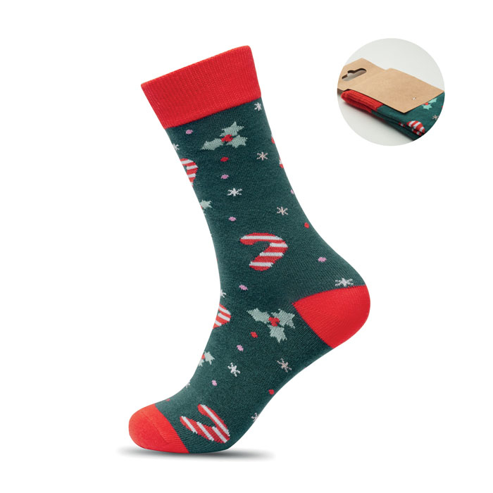 Paire de chaussettes de Noël promotionnelle M Soc Medium Vert 